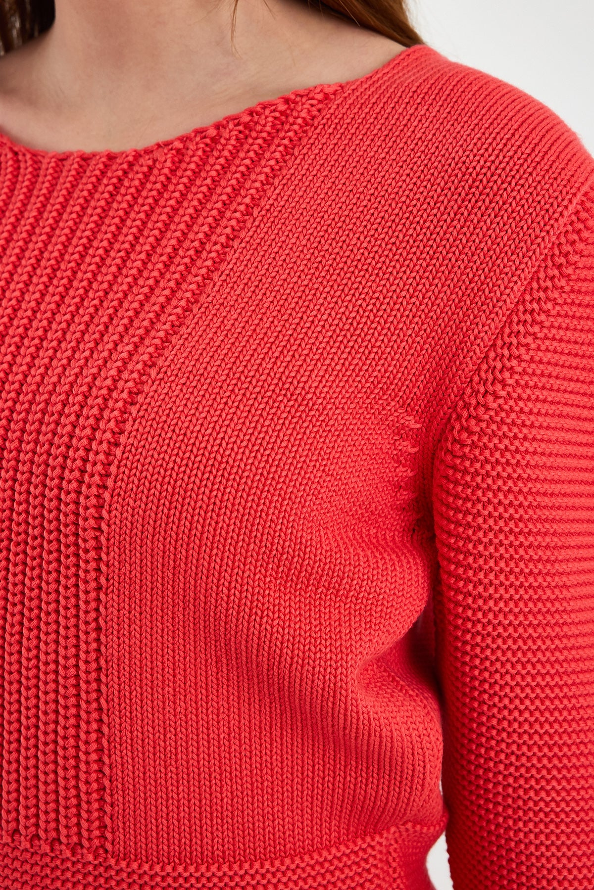 Red Long Sleeve Cotton Pullover