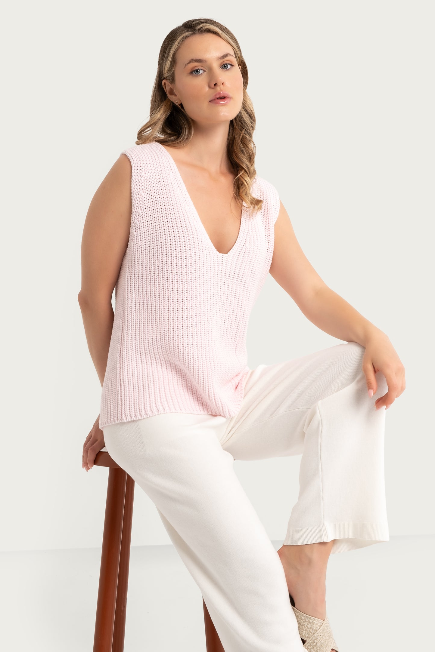 Pink V-Neck Pullover