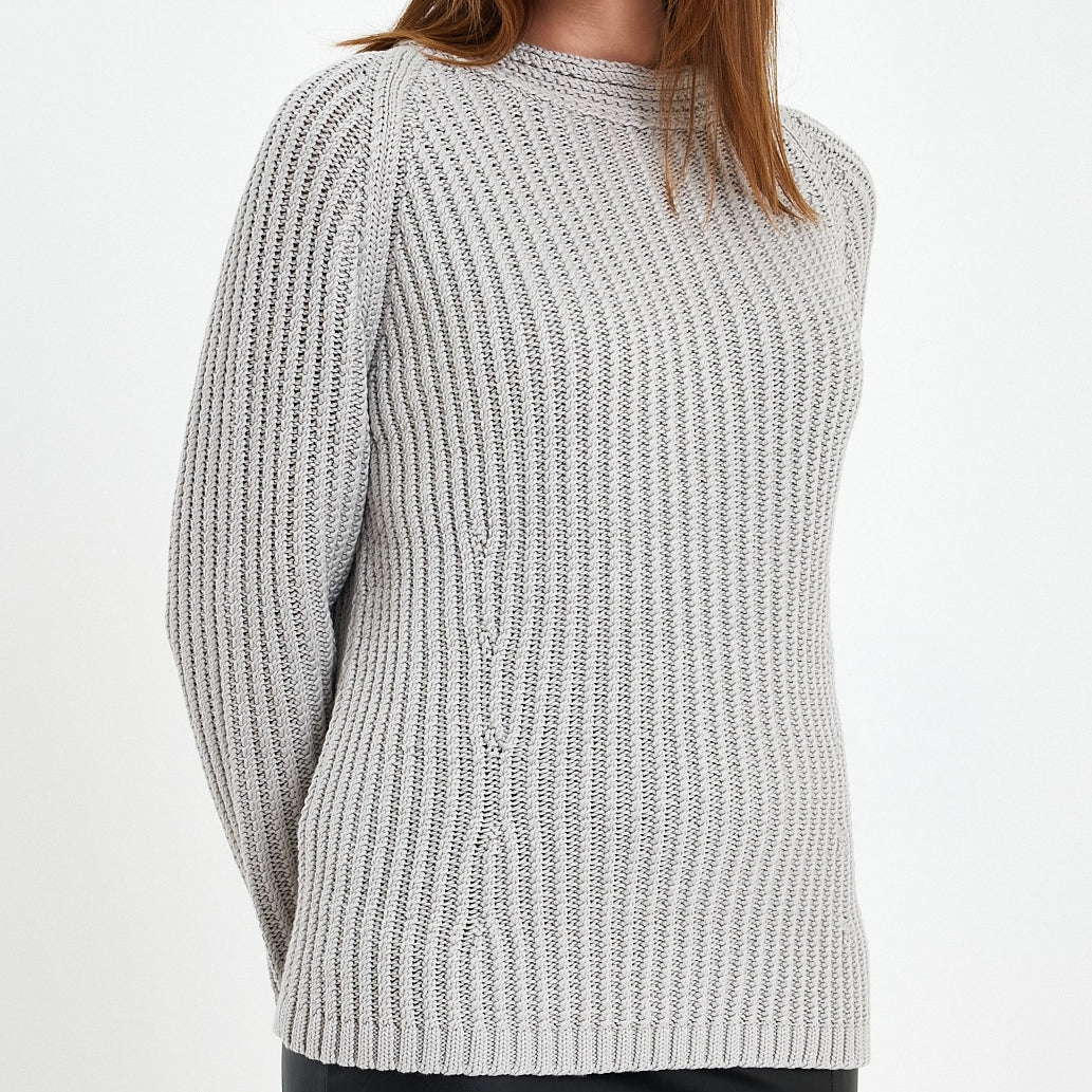 Grey Long Sleeve Cotton Pullover