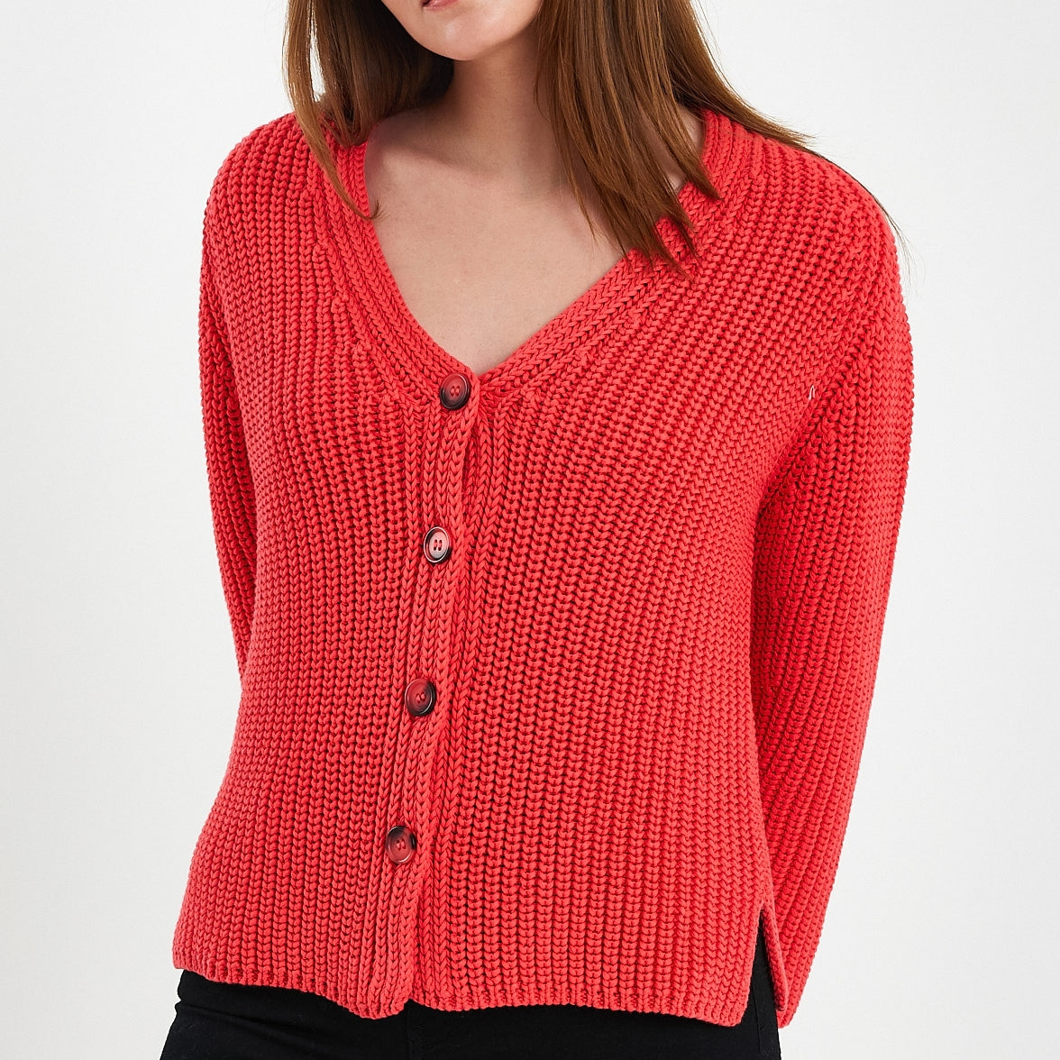 Red Long Sleeve Cardigan