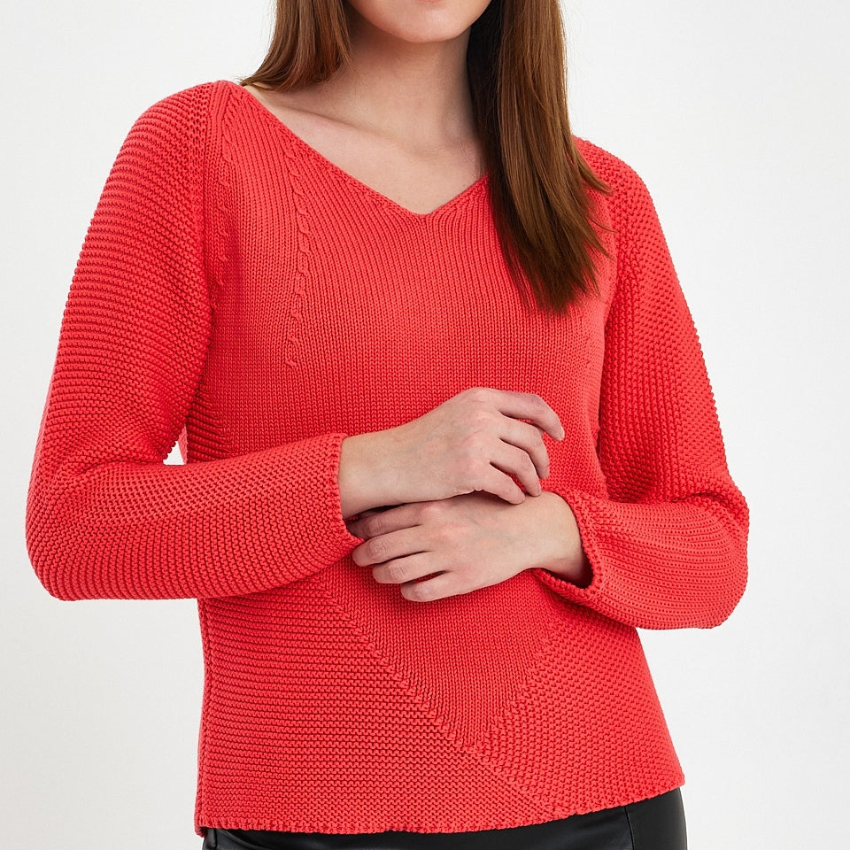 Red Long Sleeve Cotton Pullover