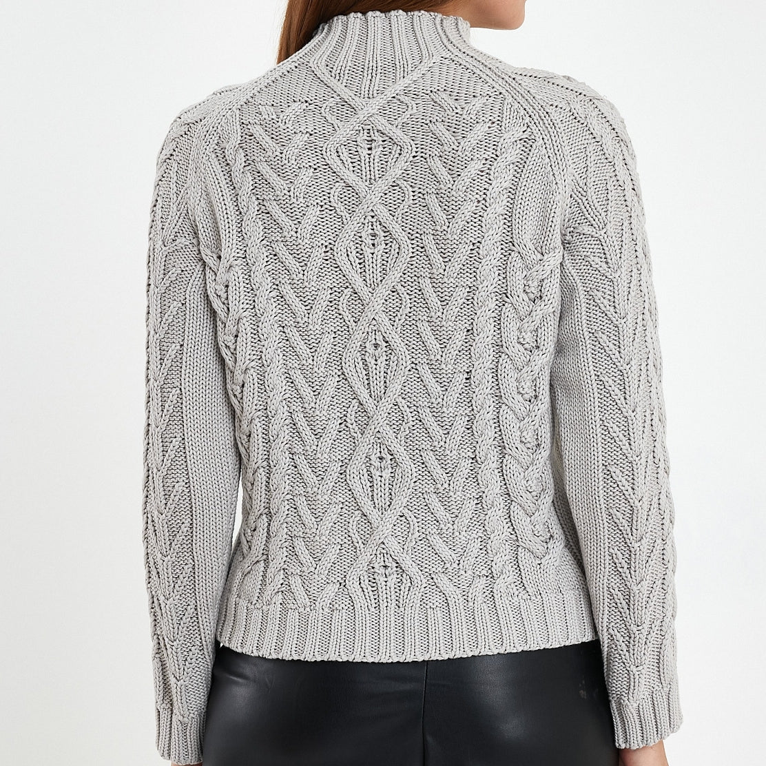 Grey Braid Cotton Pullover