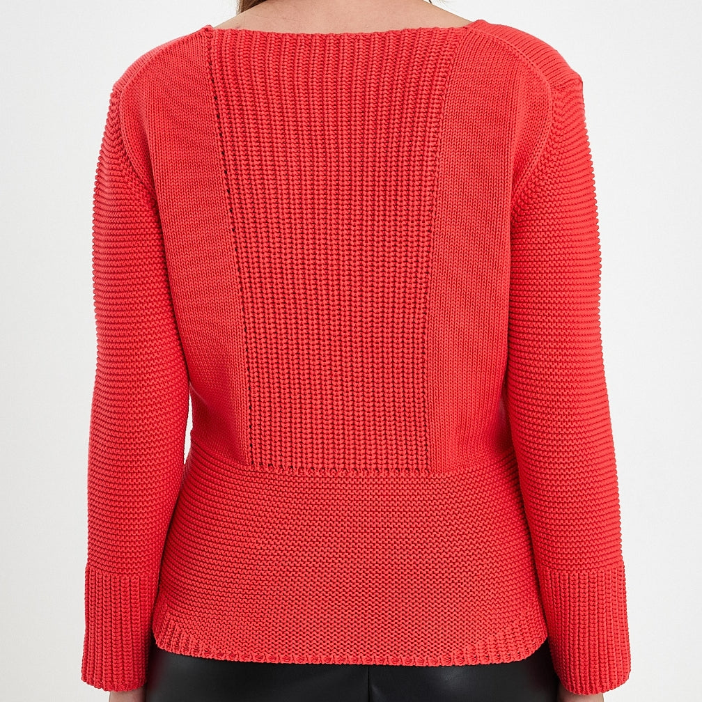 Red Long Sleeve Cotton Pullover