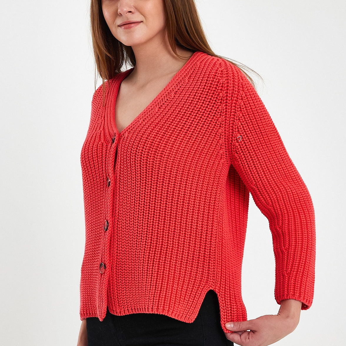 Red Long Sleeve Cardigan