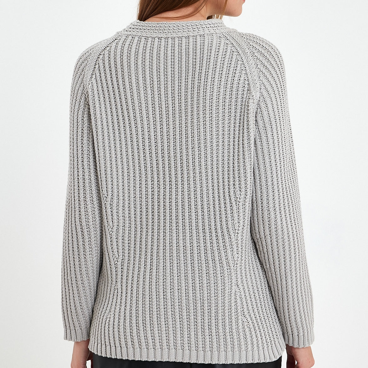 Grey Long Sleeve Cotton Pullover