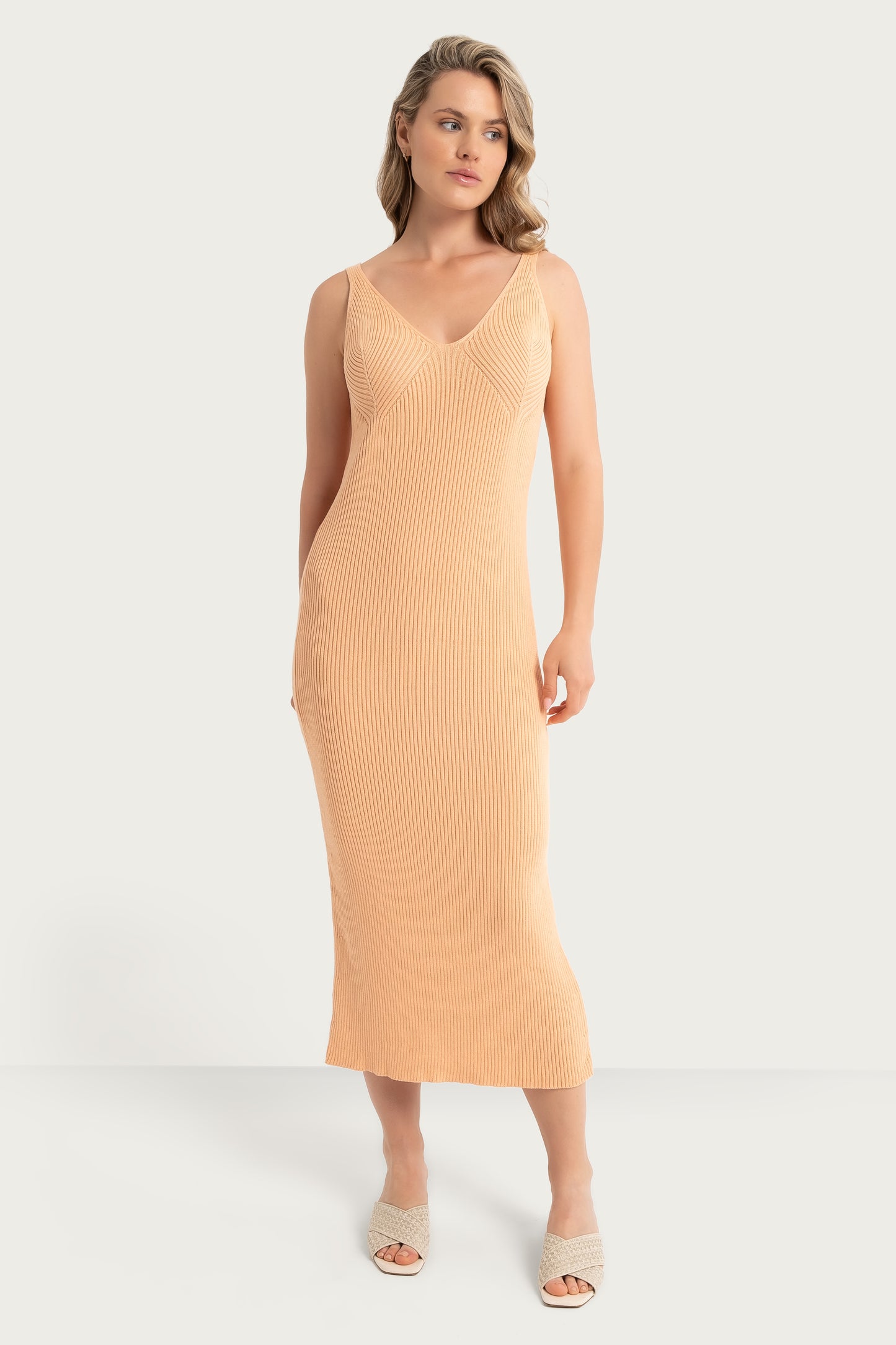 Apricot Midi Dress